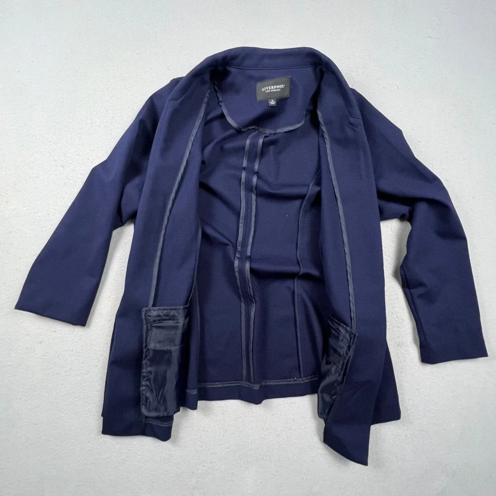 Liverpool Blazer Women XL Cadet Blue Open Front Ponte Knit Professional